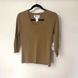 Joseph A Women's Tan Scoop Neck Blouse